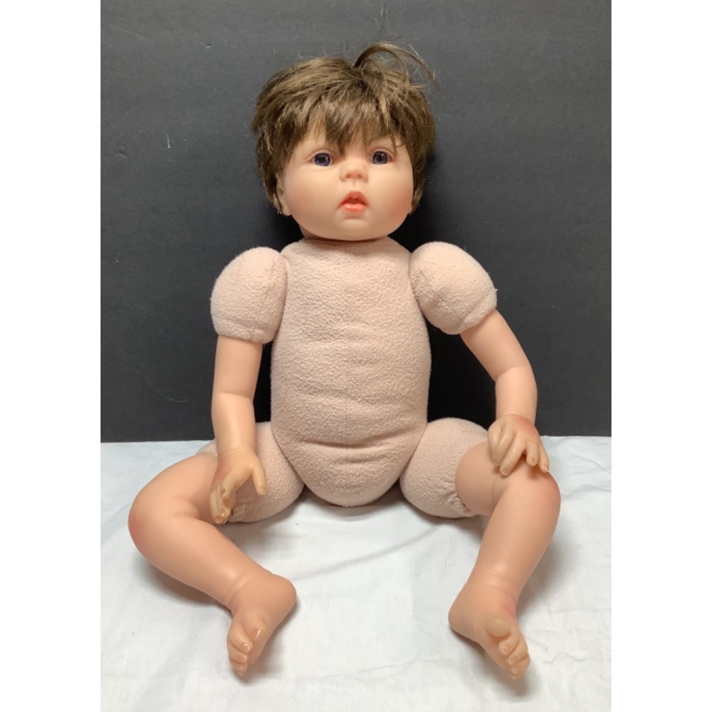 Reborn Baby Doll Baby Lifelike Reborn Doll Boy Brown Hair Blue Eyes 20"